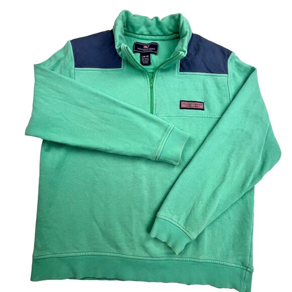 Vineyard Vines 1/4 Zip Pullover Sweater Jacket Youth Large 16-18 Green & Blue - Picture 2 of 8